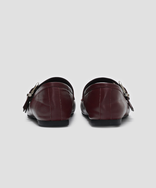 Ribbon Rivet Buckle Flats [Wine]