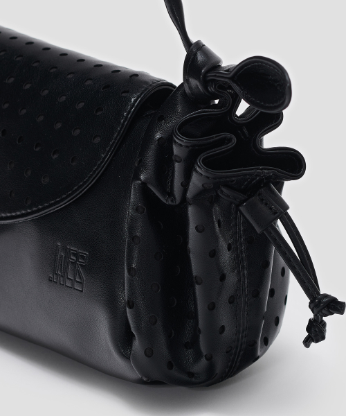 Dot Perforated Shoulder Bag [Black]