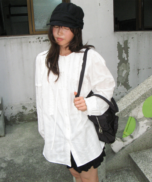 RIBBON NEWSBOY SWEAT CAP BLACK