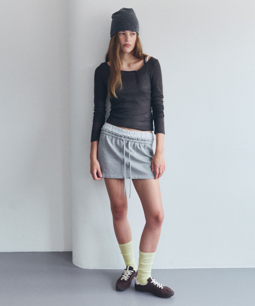NUBASIC SAGGING SWEAT MINI SKIRT MELANGE GRAY