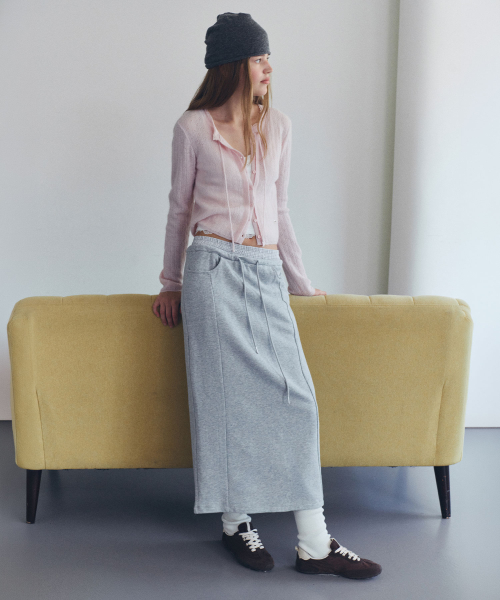 NUBASIC SAGGING SWEAT LONG SKIRT MELANGE GRAY