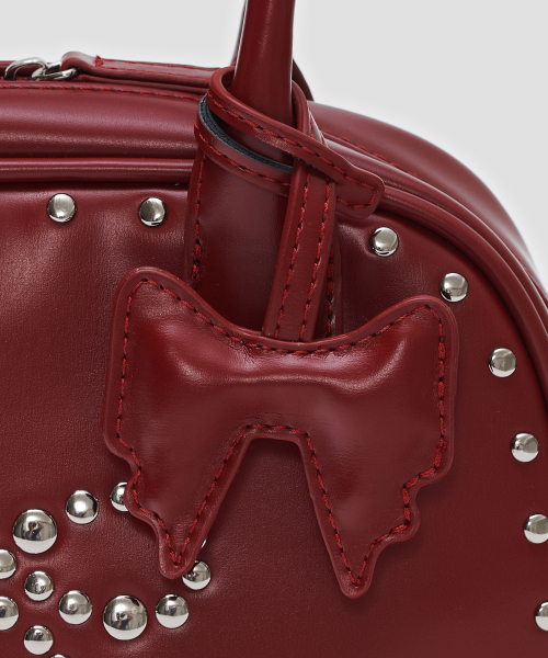 Ribbon Rivet Shoulder Bag [Red]