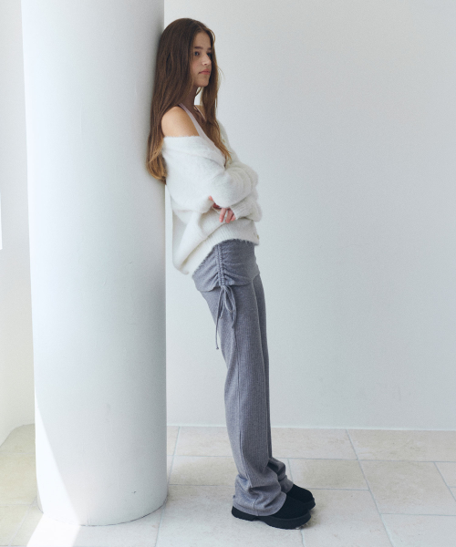 NUBASIC FOLDING BOOTSCUT PANTS MELANGE GRAY