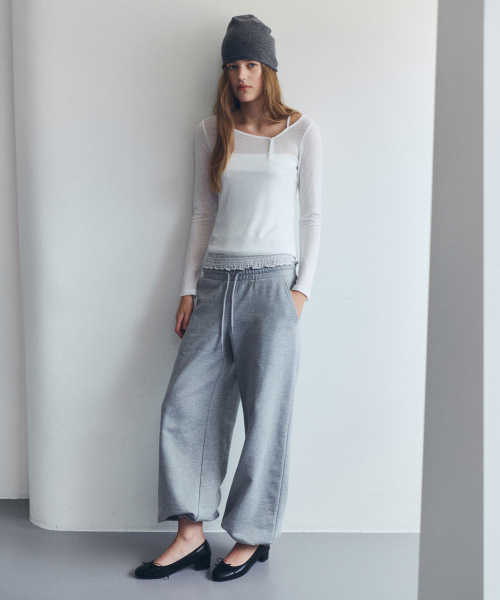 NUBASIC SAGGING SWEAT PANTS MELANGE GRAY