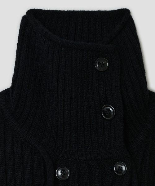 Double Breasted Knit Cardigan [Black]