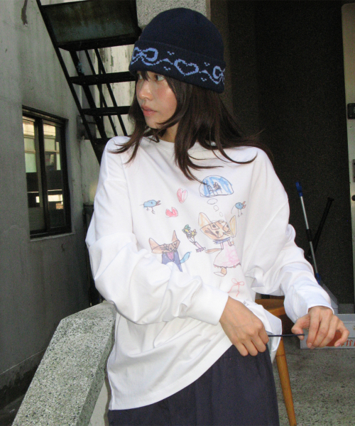 RIBBON JACQUARD BEANIE NAVY