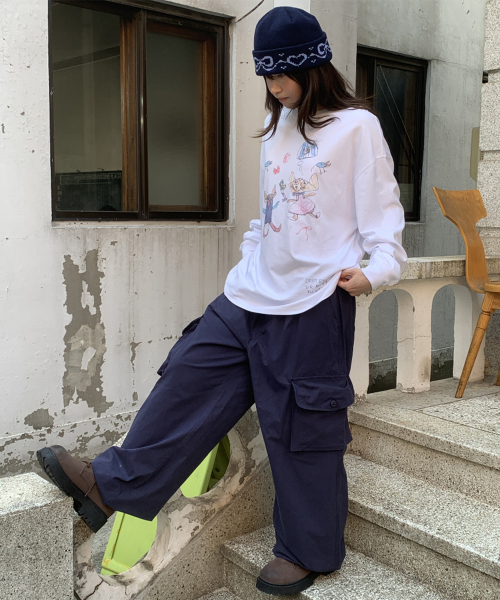 RIBBON JACQUARD BEANIE NAVY