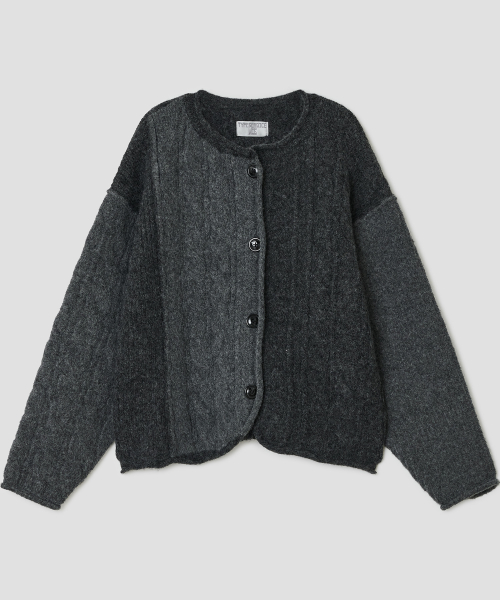 Rolled Edge Cable Cardigan [Gray]