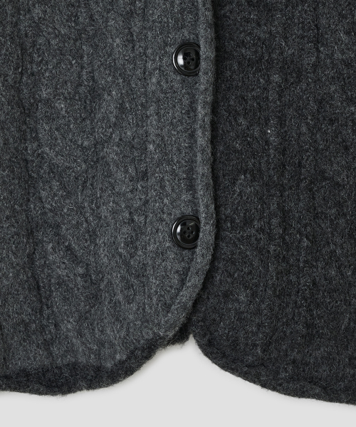 Rolled Edge Cable Cardigan [Gray]