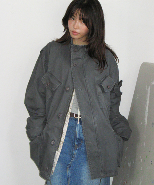RIBBON POCKET FIELD JACKET CHARCOAL