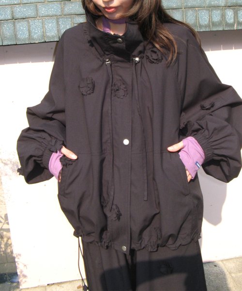MINI FLOWER WINDBREAKER BLACK