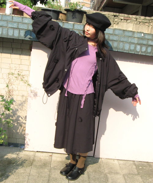 MINI FLOWER WINDBREAKER BLACK