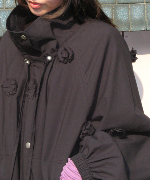 MINI FLOWER WINDBREAKER BLACK