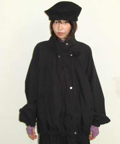 MINI FLOWER WINDBREAKER BLACK