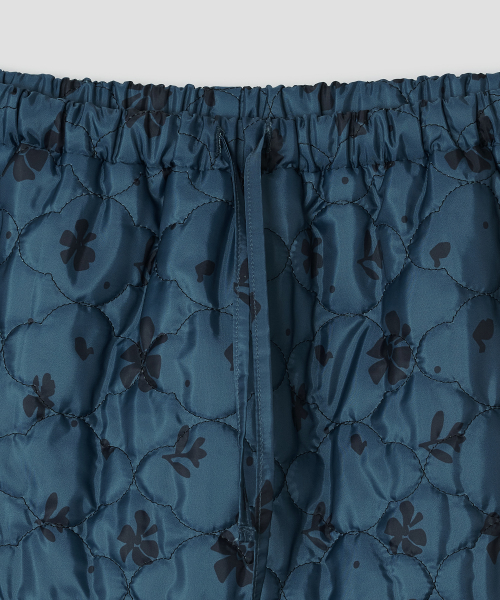 Mixed Bloom Quilted Ruffled Skirt [Blue]