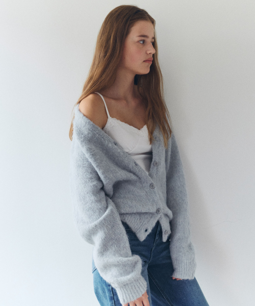 NUBASIC LOOSE FIT CARDIGAN BLUE GRAY