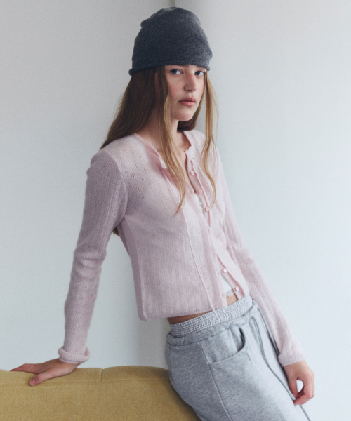 NUBASIC SKASHI TIE CARDIGAN PINK