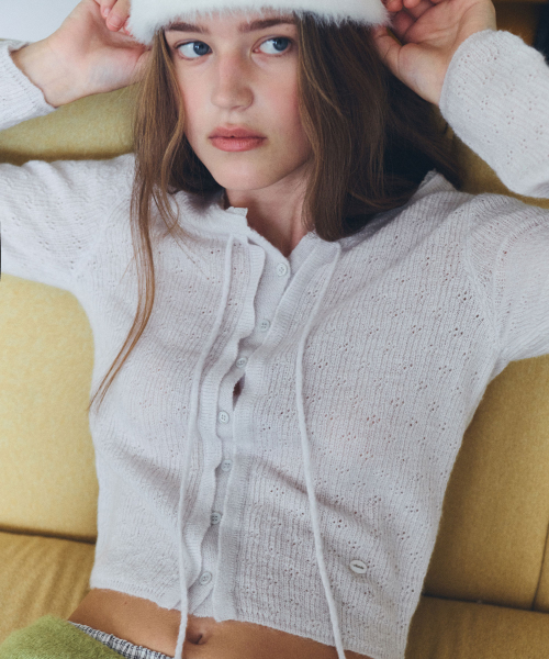 NUBASIC SKASHI TIE CARDIGAN L/GRAY