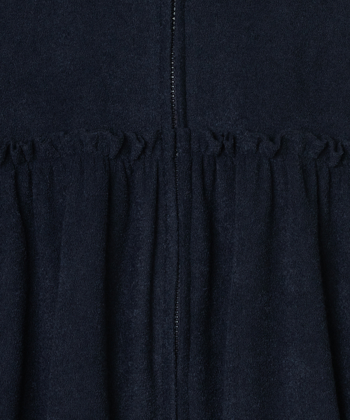 Shirred Fleece Zip Hoodie [Navy]