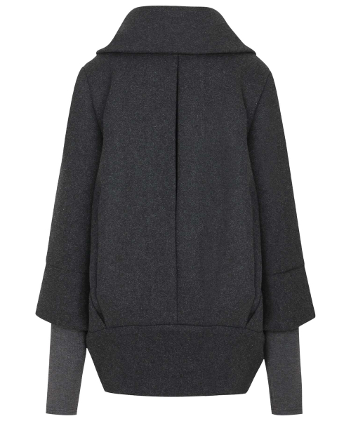 Layered Double Wool Coat (FL-060_Charcoal)