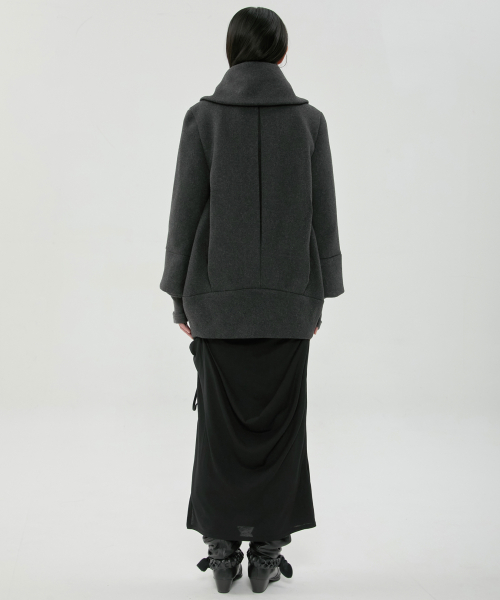 Layered Double Wool Coat (FL-060_Charcoal)