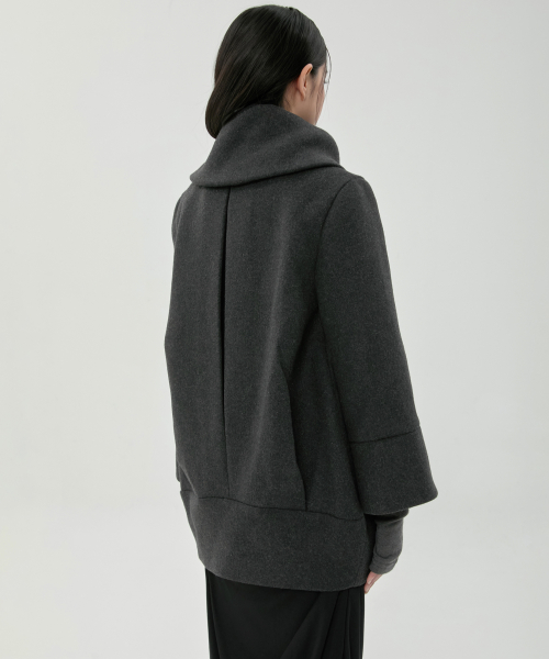 Layered Double Wool Coat (FL-060_Charcoal)