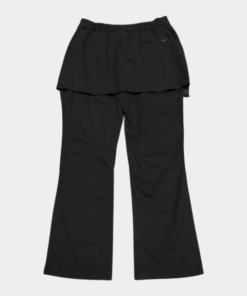 Pocket Zipper Detail Layered Mini Skirts Pintuck Bootcut Pants Set_2COLOR
