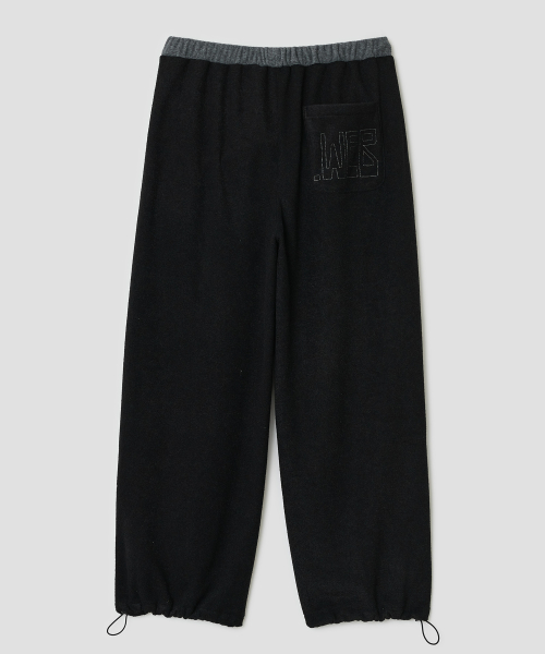 Lace Trim Hotfix Fleece Pants [Black]