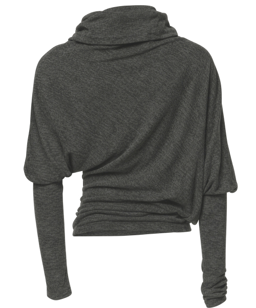 Knit Asymmetrical Long Sleeve (FL-193_Charcoal Melange)