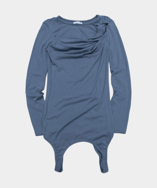 Cut-Out Hole Twist Detail Round-Neck Long-Sleeve Midi Layered One Piece_3COLOR