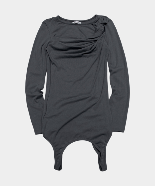 Cut-Out Hole Twist Detail Round-Neck Long-Sleeve Midi Layered One Piece_3COLOR
