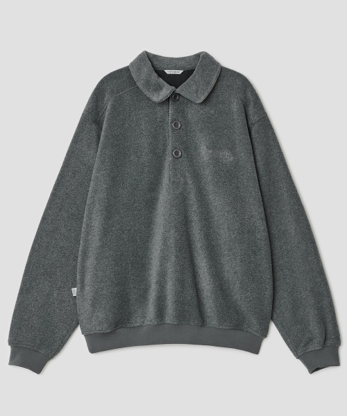 Buttoned Fleece Top [Charcoal]