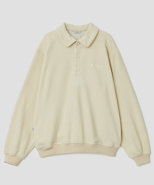 Buttoned Fleece Top [Cream]