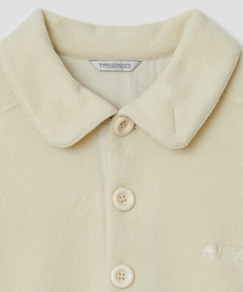 Buttoned Fleece Top [Cream]