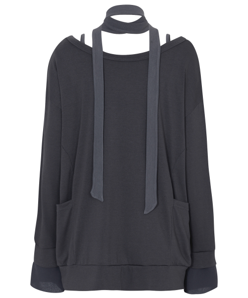 2-Layered Offset Long Sleeve (FL-198_Charcoal)