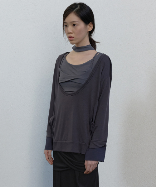 2-Layered Offset Long Sleeve (FL-198_Charcoal)