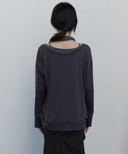 2-Layered Offset Long Sleeve (FL-198_Charcoal)