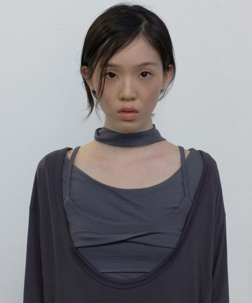 2-Layered Offset Long Sleeve (FL-198_Charcoal)
