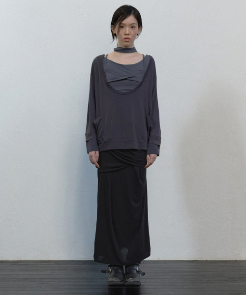 2-Layered Offset Long Sleeve (FL-198_Charcoal)