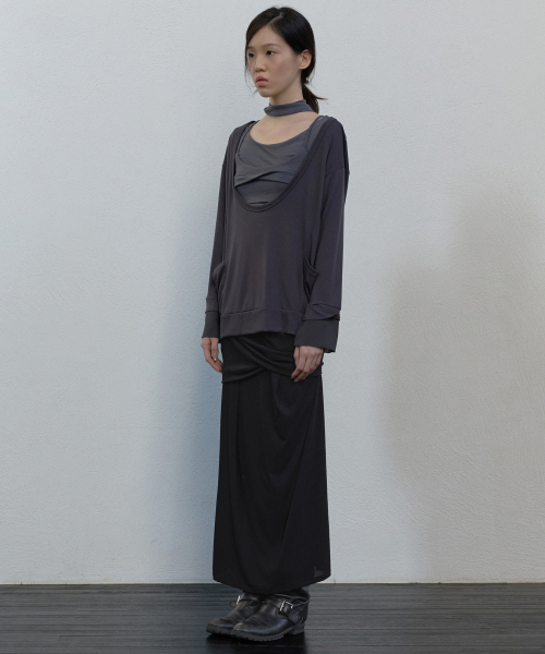 2-Layered Offset Long Sleeve (FL-198_Charcoal)
