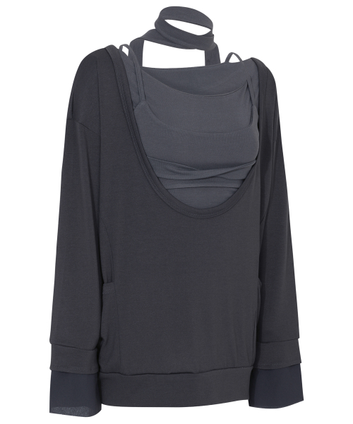 2-Layered Offset Long Sleeve (FL-198_Charcoal)