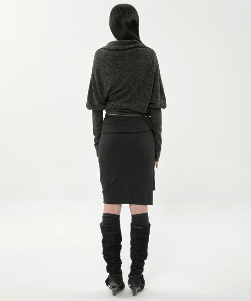 Asymmetrical Midi Skirt (FL-274_Black)