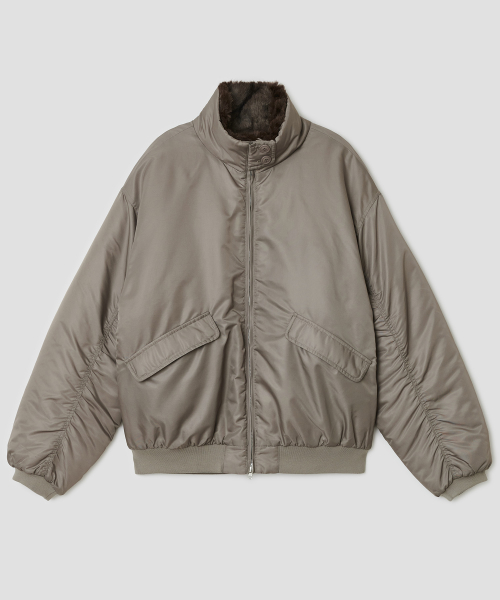 Fur Collar Bomber Jacket [Beige]