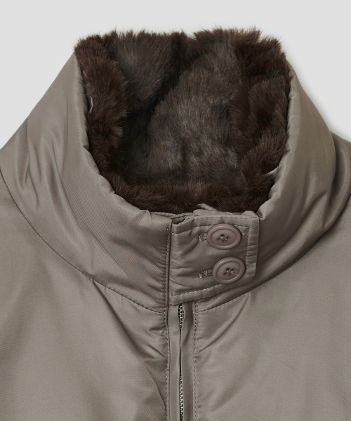 Fur Collar Bomber Jacket [Beige]