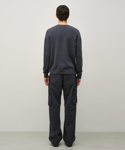 Gusset Wool Crew Neck Pullover GREY