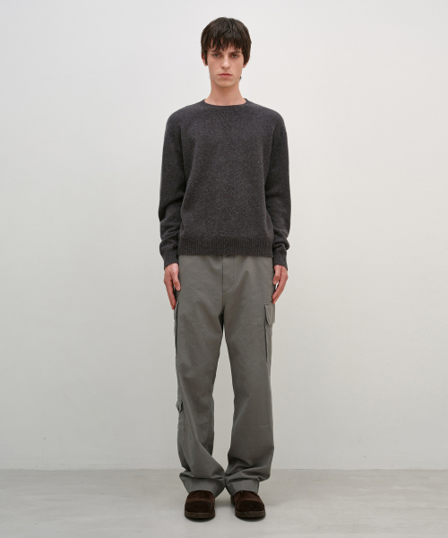Gusset Wool Crew Neck Pullover NEP BROWN