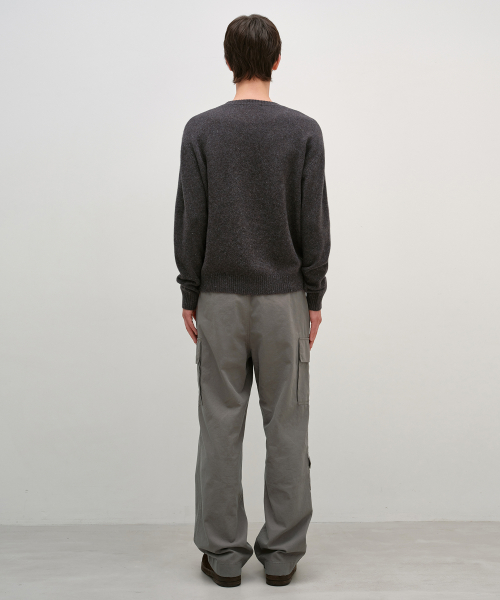 Gusset Wool Crew Neck Pullover NEP BROWN