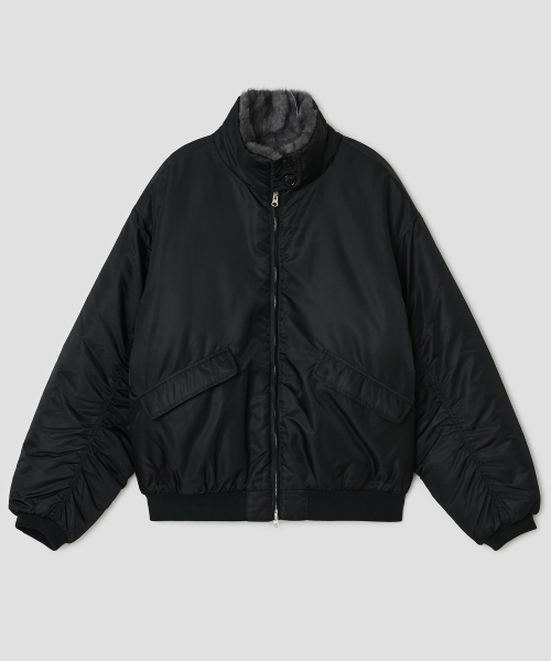 Fur Collar Bomber Jacket [Black]