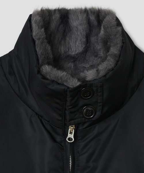 Fur Collar Bomber Jacket [Black]