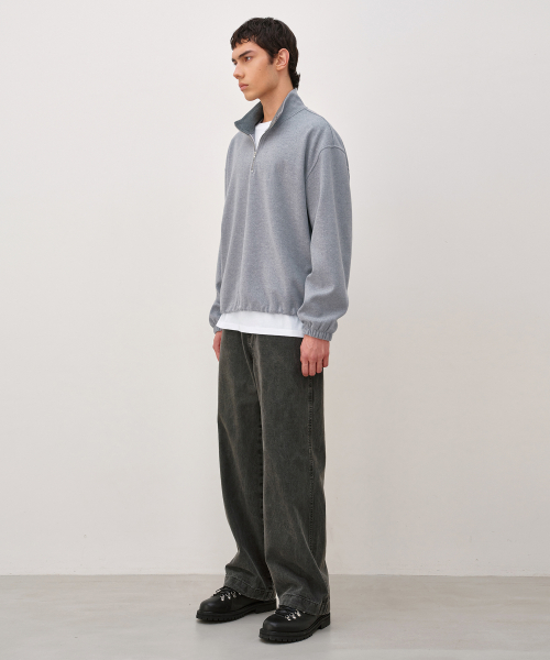 Fleece Quarter Zip-Up LIGHT GREY